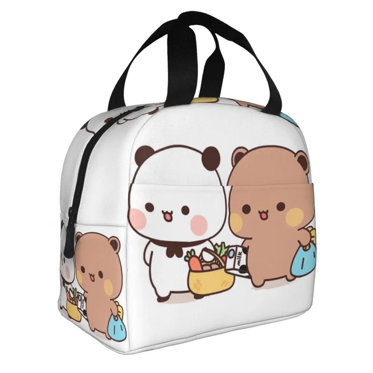 Bubu And Dudu Insulated Lunch Bags for Women Peach And Goma Portable Cooler Thermal Food Lunch Box Outdoor Camping Travel