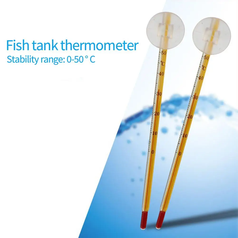 2 Stück Aquarium-Thermometer für Schildkröten und Fischbecken, Glas-Temperaturmesser mit Saugnapf