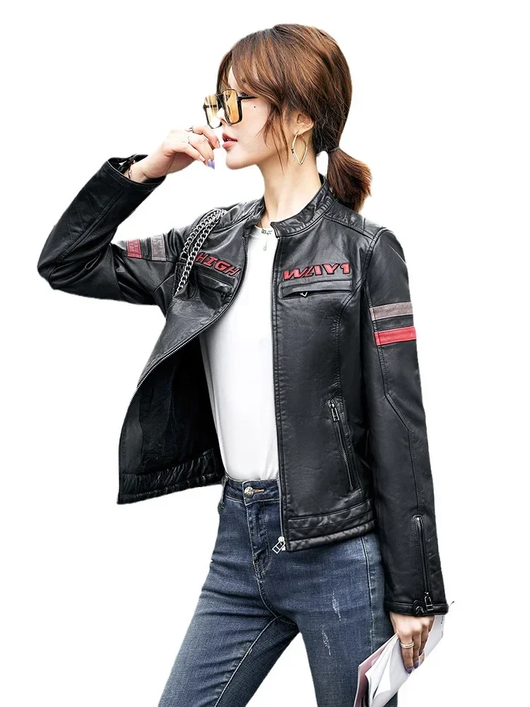 Natural Leather Jacket Women Clothing Real Sheepskin Coats Cycling Womens Motocycle Jackets Black Slim Genuine Leather Coat 2023