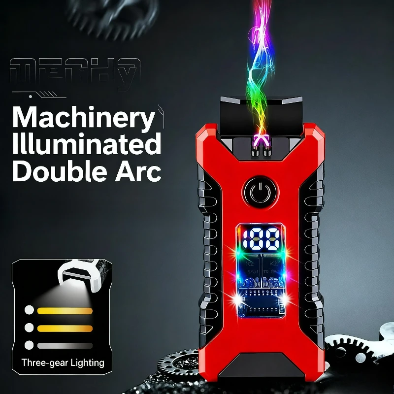 

Creative Mech Wind Charging Gyroscope Lighter with Lighting, Windproof Double Arc Play, Relaxation, Fun Cigarette Lighter Gift