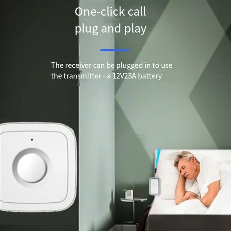 Call Button Pager Pager Wireless 5 Gear Wireless Door Bells 300M For /Elderly/Patient/Disabled/Pregnant Woman Durable US Plug