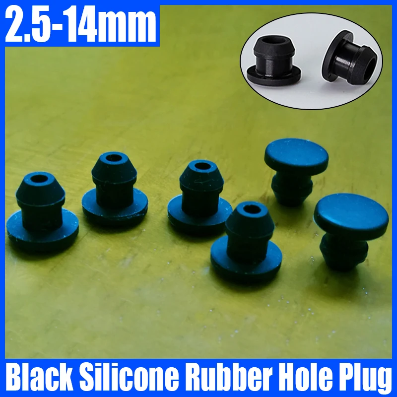 

1-10PCS 2.5mm-14mm Black Silicone Rubber Cap T-type Hole Plug Cover Rubber Stopper Sealing Plug Snap-on Gasket Seal Stopper