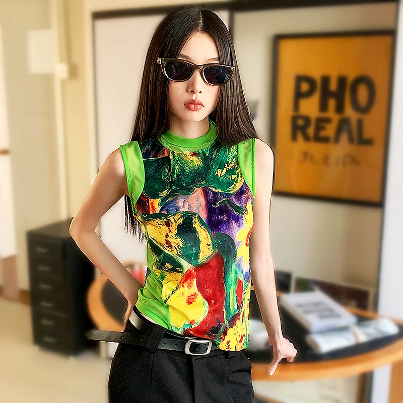 

Летняя футболка без рукавов, женский современный пуловер, женская футболка, модная женская футболка, топы 2025 года, женская одежда SL423