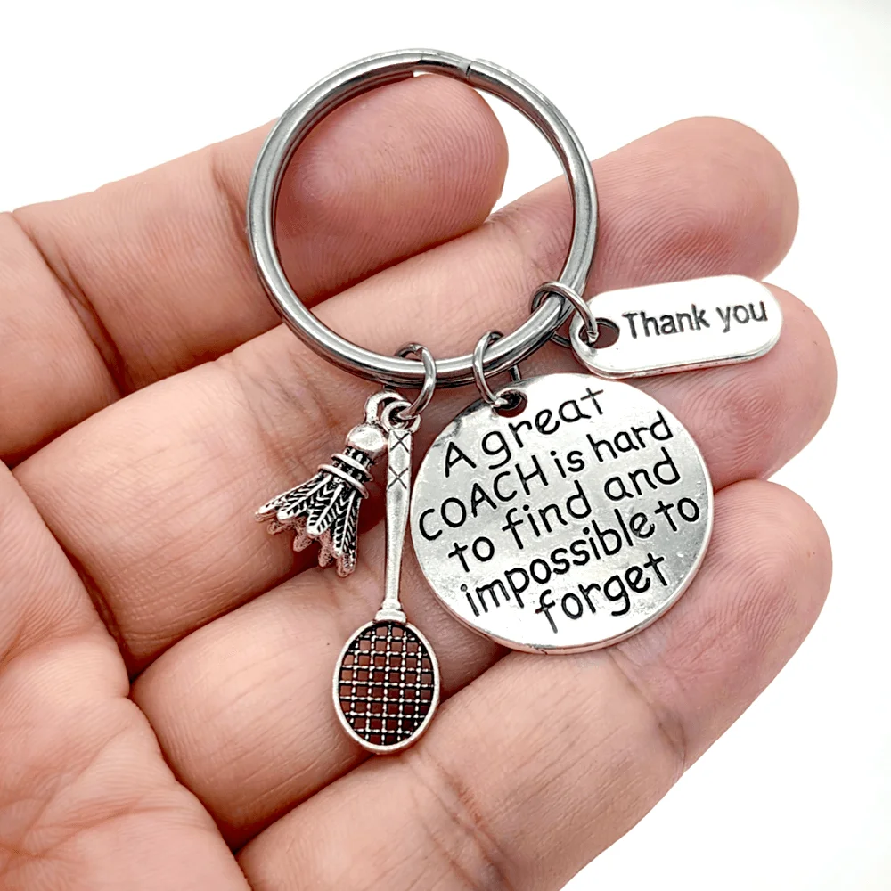 1Pc Thank You Coach Keychain Badminton Charm Keyring Boxing Sports Boxer Key Chain Gifts for Teacher