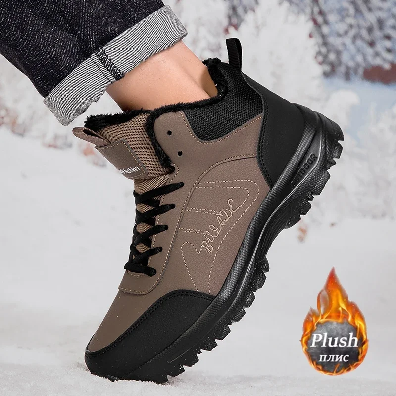 ELUVA Waterproof Snow Boots Men Thermal Winter Boots Non-Slip Insulated Plush Lined Lightweight Hiking Shoes Comfort Work Boots