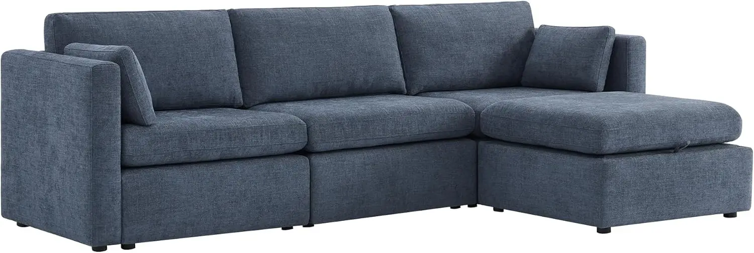 Übergroße modulare Sofagarnitur aus Stoff, FSC-zertifizierte, extra große L-förmige Couch mit umkehrbarer Chaiselongue, modularer Schnitt