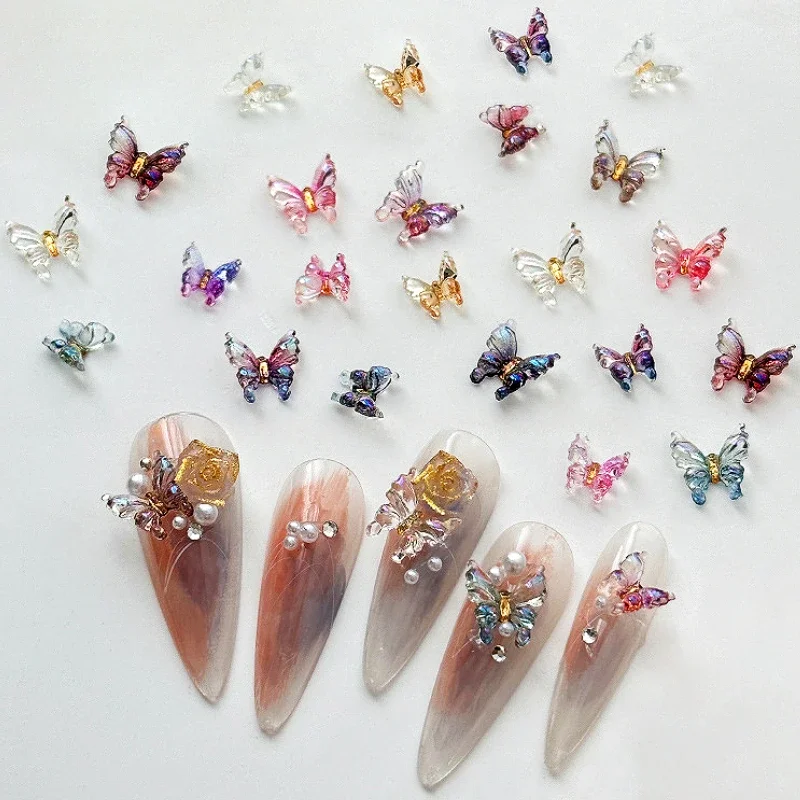 الملونة التدرج الراتنج الجليد شفافة فراشة مسمار التدريبات مسمار الفن زينة DIY بها بنفسك مانيكير أداة الملحقات بالجملة