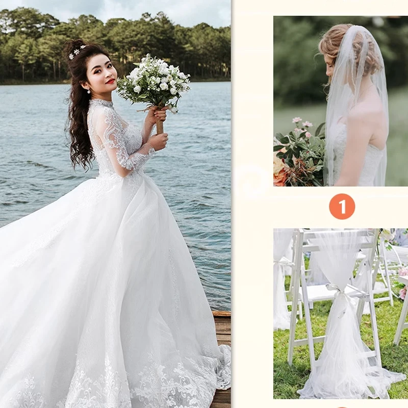 160x50/500cm Encrypt Soft Mesh Fabric For Wedding Dresses, Wedding Decorations, Gauze Curtains, Mosquito Nets DIY Skirt Fabrics