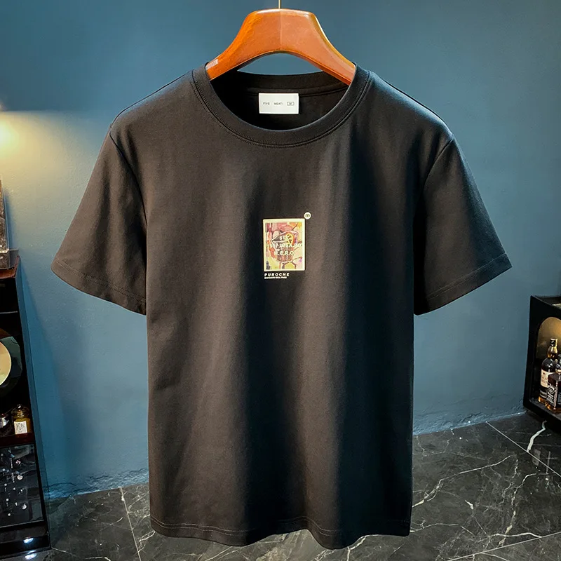 تيشيرت بأكمام قصيرة للرجال في الصيف، رفيع، ممتص للعرق، مسامي، كبير الحجم، فضفاض، بسيط، عصري للرجال