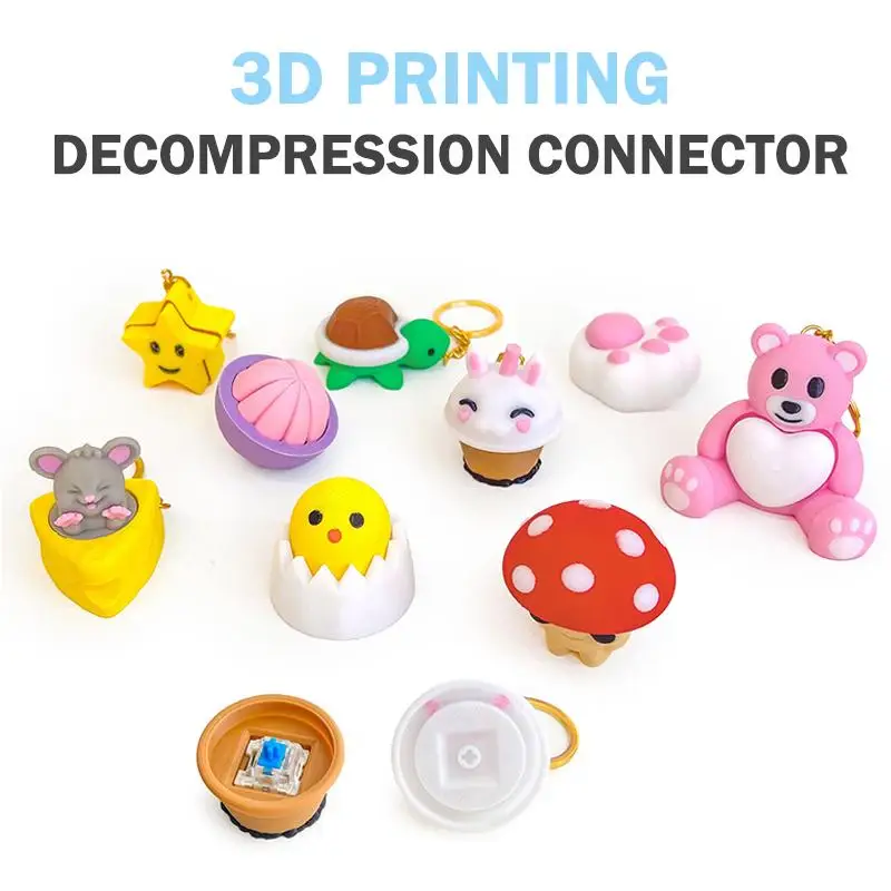 Mini 3D Printed Mushroom Turtle Clicker Keycap Press Decompressor Fingertip Stress Relief Venting Toys Fun Creative Toys Gifts