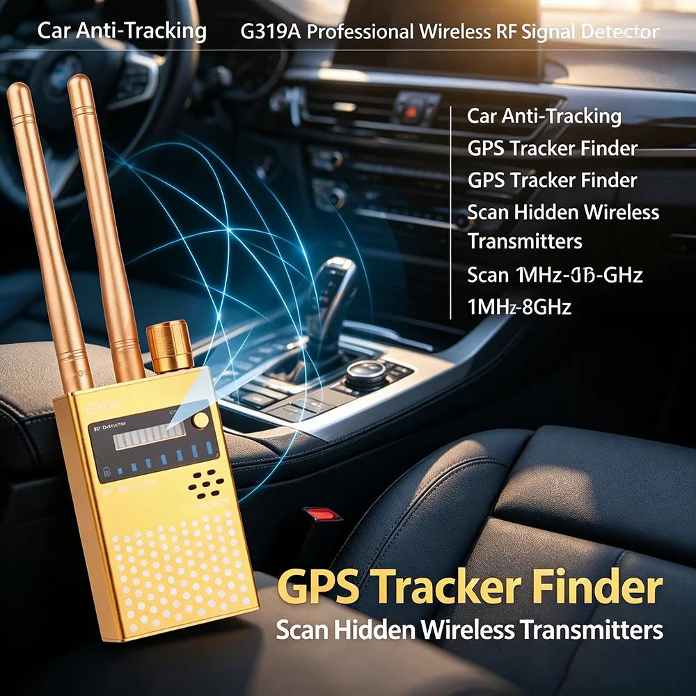 プロ仕様のワイヤレスrf信号検知器、gps追跡装置、gsm盗聴器スキャナー、隠しカメラ探知機、盗聴防止装置、g319a、1mhz～8ghz。