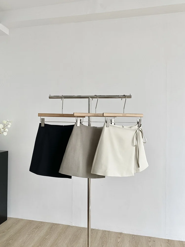Knot Waist High Waist  Skirt Women's Summer 2025 New Korean Style A-Line Shorts Skirt Anti-Light  Knot