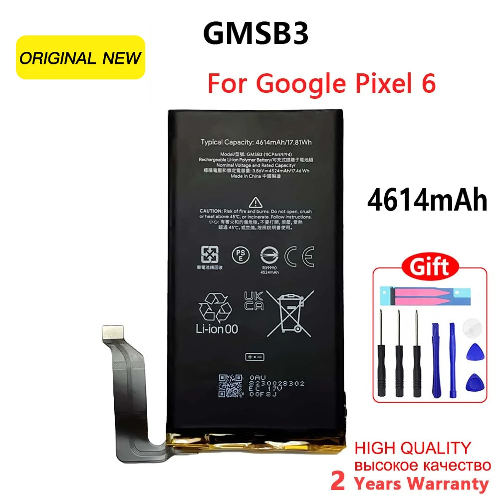 Original new  GMSB3 4614mAh Replacement Battery For HTC Google Pixel 6 Pixel6 Mobile Phone Batteries+Tools