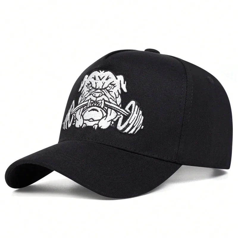 Unisex Bulldog Dumbbells Embroidery Baseball Caps Spring Autumn Outdoor Adjustable Casual Hats Sunscreen Hat Sports Cap