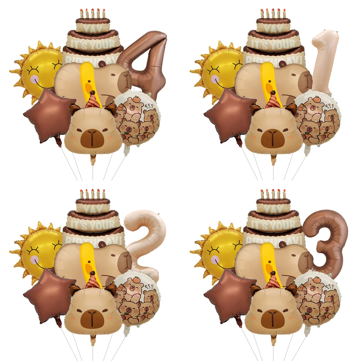 Kit de ballons d'anniversaire à motif capybara, guirlande d'arche de ballons pour la décoration de porte, de mur et de table