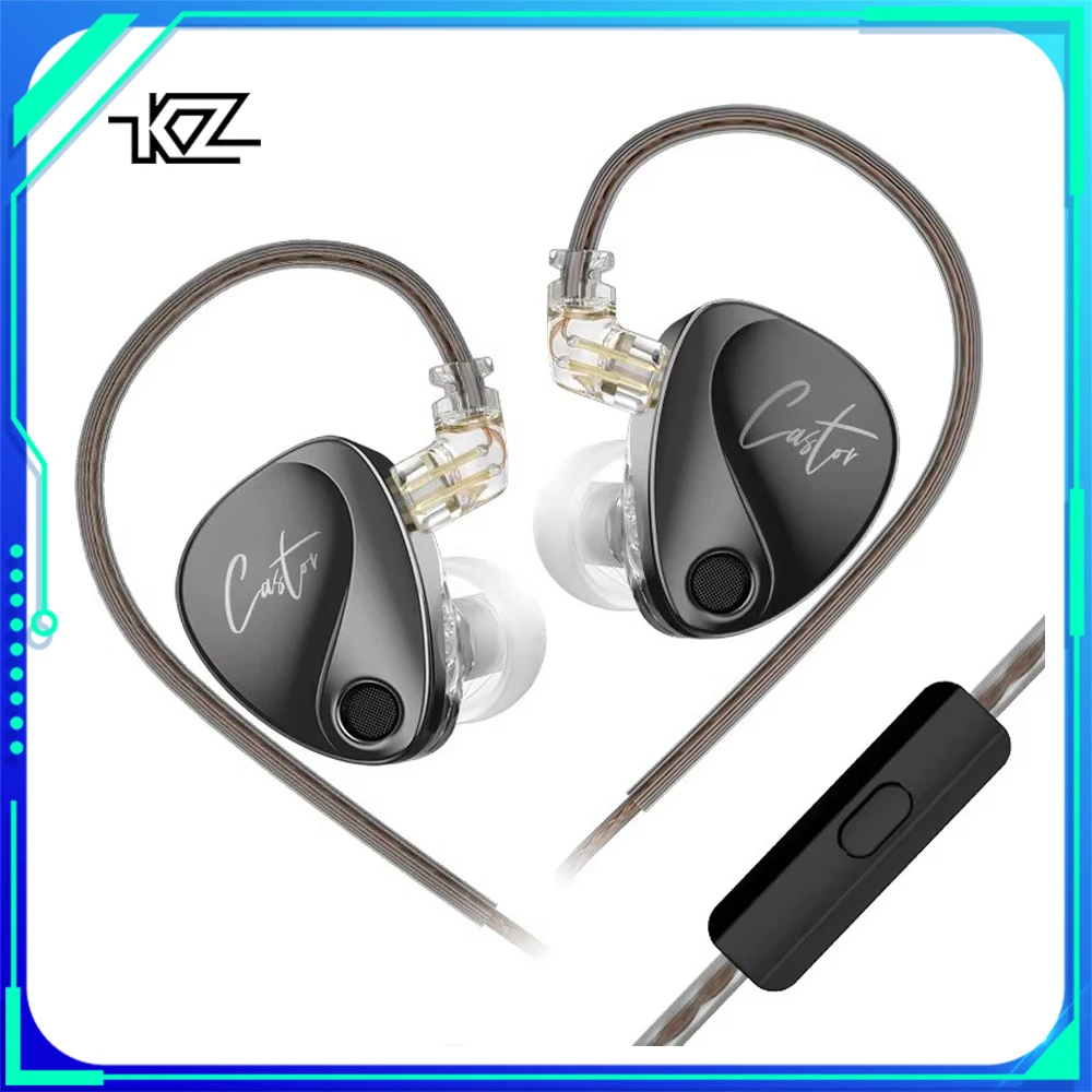 KZ Castor In Ear HiFi Earphone 2DD Dynamic High-end Tunable Balanced Armature Wired Earphones Bass Earbuds Gifts Pc Accessories