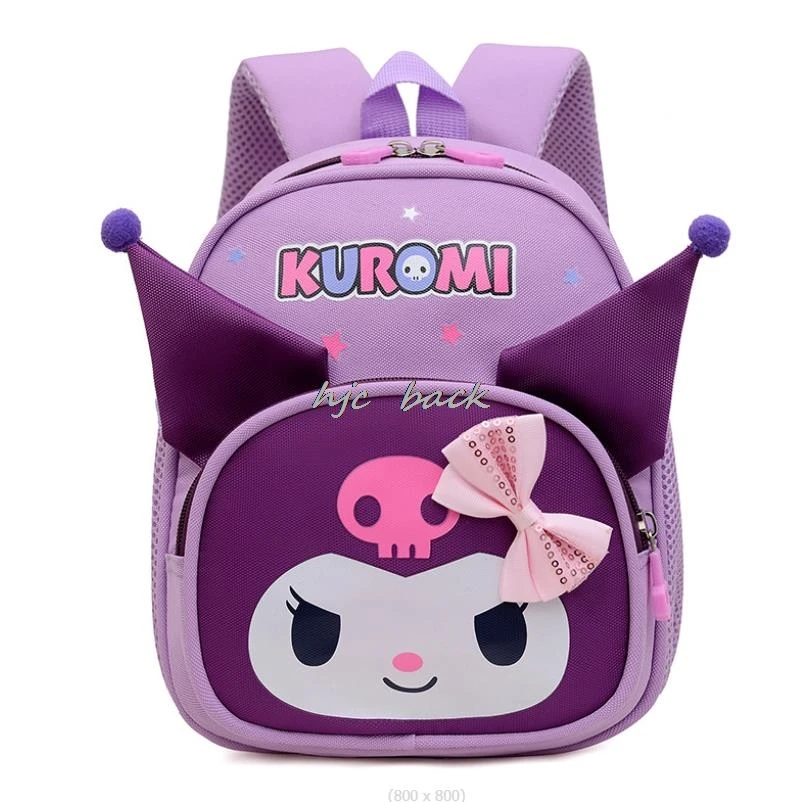 Linda Kuromi Melody mochila para crianças, bolsa de escola dos desenhos animados para meninos e meninas, mochila escolar do jardim de infância, mochila, moda boutique