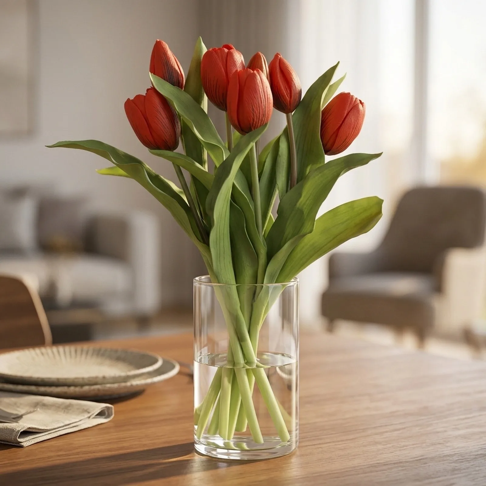 Tulip Bundle Artificial Flowers Deep Purple Fake Tulip Bouquet for Wedding Decoration Light Purple Red Tulip Bundle
