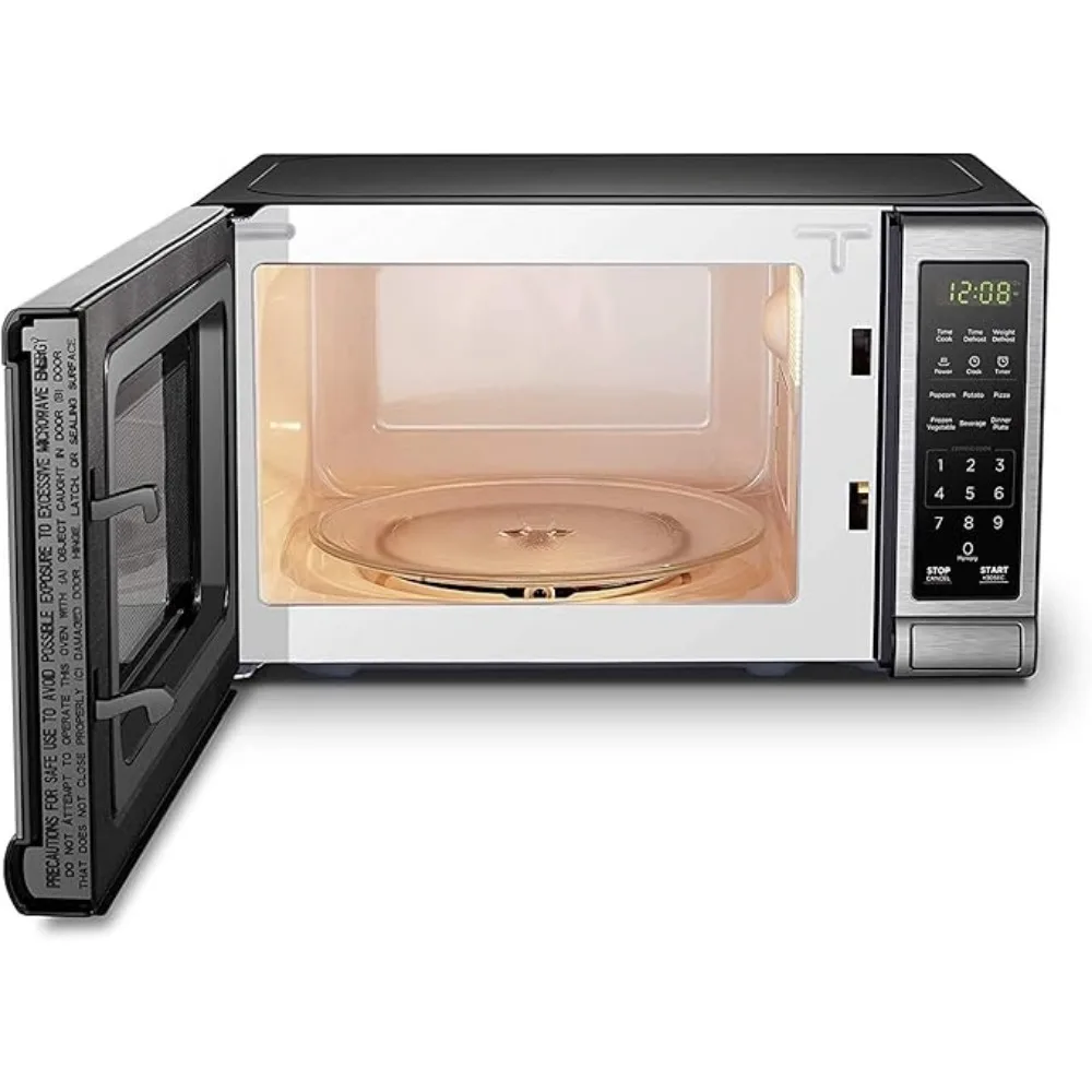 Forno microondas com porta de botão giratório, Forno Microondas Digital, Bloqueio de segurança infantil, Fornos de microondas desktop, 1.1cu.ft