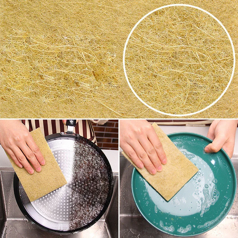 5/10/20pcs Sisal Microfiber Sponge Eco-friendly Plant Sponges for Dishwashing Natural Fiber Cleaning Cloth Kitchen Accessories