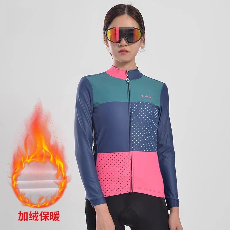 

New autumn and winter road mountain bike riding women's long-sleeved fleece warm outdoor sportswear