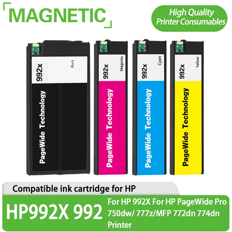 

992 992X Compatible Ink Cartridge With Pigment Ink For HP PageWide 755dn 774dn 750dn 750dw 772dn 772dw 777z 777zs BK 460ml