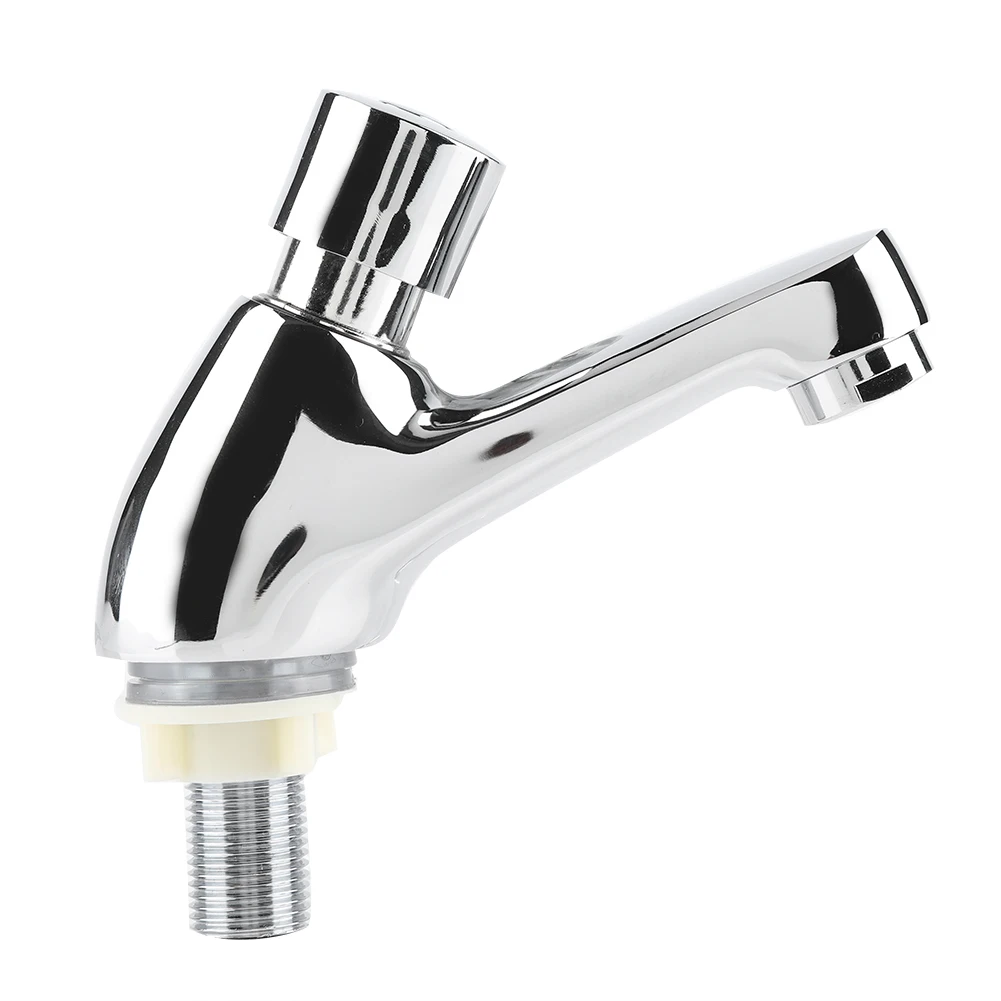 

Basin Sink Bathroom Faucet Deck Mounted Cold Single Water Basin Tap Time Delay Lavatory Sink Tap Water Saving Household Tap