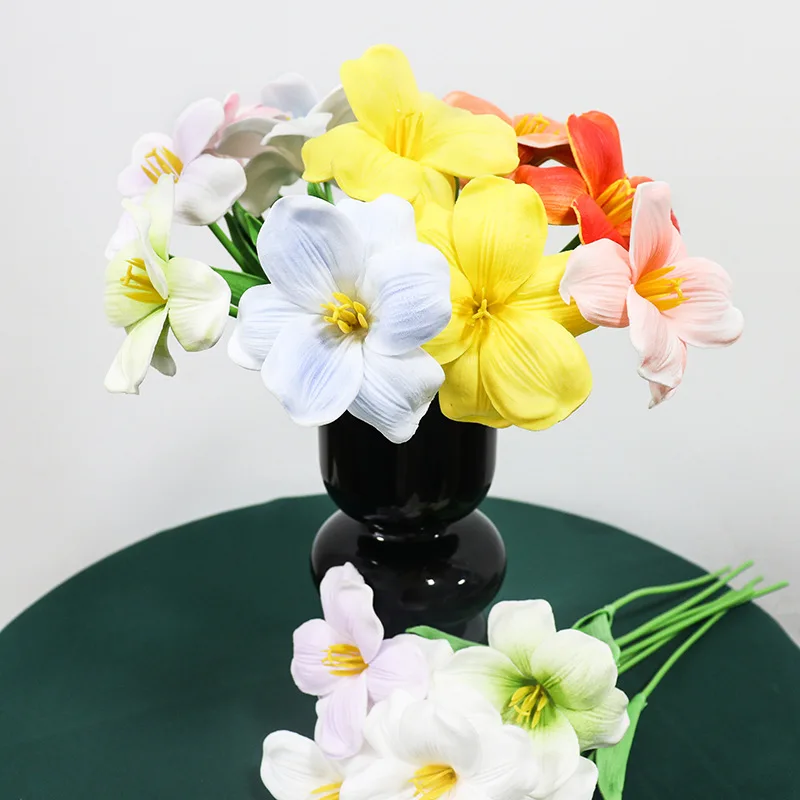 

40cm Smiling Brownie Tulip Simulation Flower Wedding Bouquet Fake Tulip Interior Decoration PU Simulation Tulip
