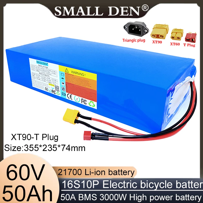 100% true capacity60V ebike battery 60V 50Ah 21700 16S10P lithium ion battery electric bicycle 60V 3000W electric scooter batter