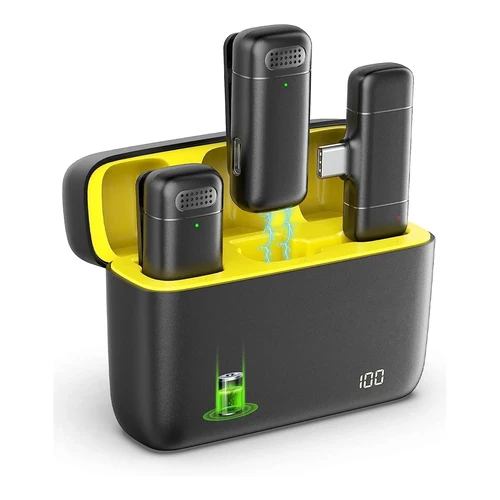 Imagen 2 del producto Micrófono Lavalier Inalámbrico para iPhone y Android: Mini Portátil, Reducción de Ruido con Estuche de Carga para Grabación de Audio y Vídeo