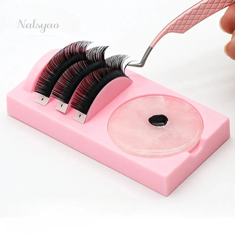 1PCS Reusable 2 in 1 Acrylic False Lashes Eyelash Stand Pad Glue Holder Grafting Assistor Station Essential
