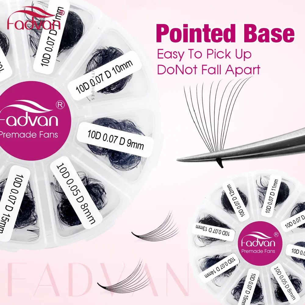 FADVAN Loose Fans Eyelash Extension 3D 5D 8D 10D 12D 16D 20D Mixed Length Pointed Base Premade Volume Lashes Ttrays
