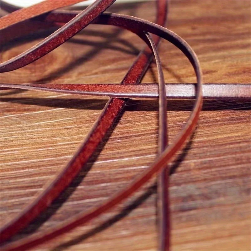 5 Meters Vintage Cowhide Leather Cord Strip Flat Rope DIY Leather Craft Jewelry Bag Leathercraft