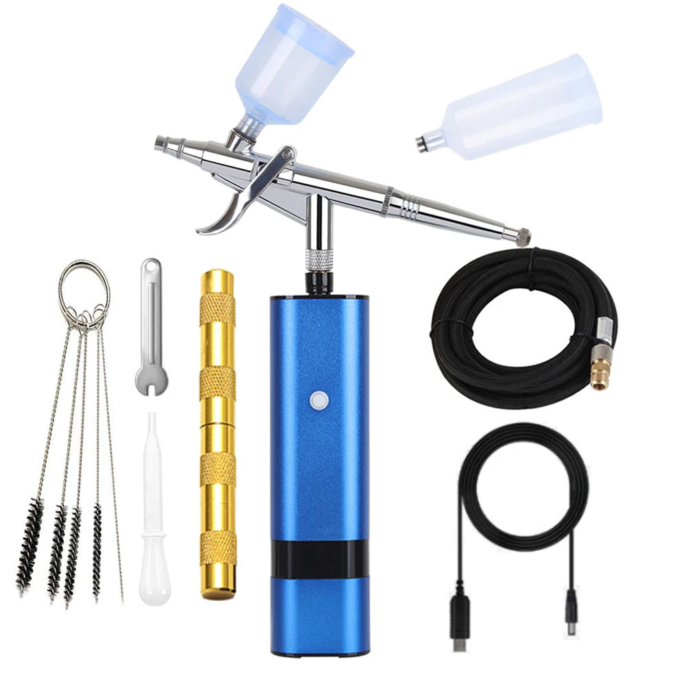 Best Quality Airbrush With Compressor Kit Dual Action Oxygen Spray Gun Foundation Make Up Black Ice Air Brush Set