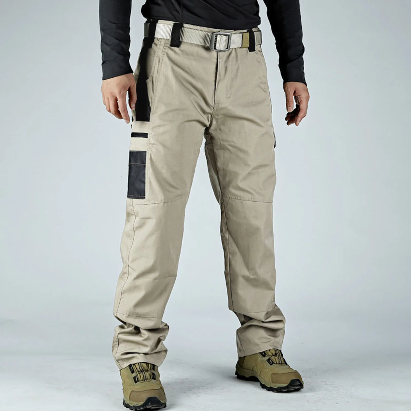 

2025 New Men's Outdoor Hiking Trousers Wear-Resistant Training Overalls Solid Color Multi-Pocket Casual Cargo Pant