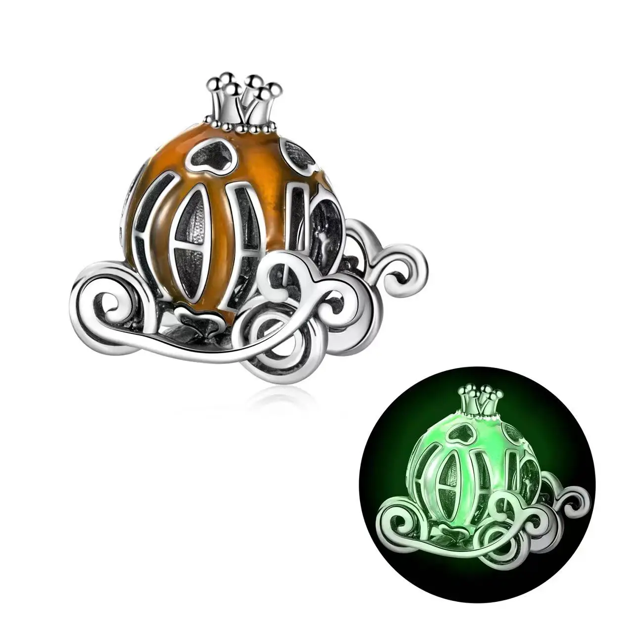 Halloween Serise Skullcap Sorceress Hat Pumpkin Carriage Devil's Eye Bat Dangle Charm Fit Pan Bead Bracelet Women Jewelry Gift