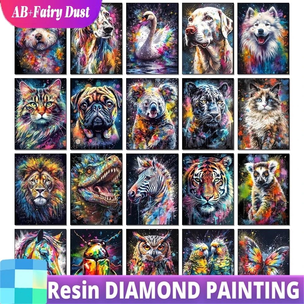 Neues DIY Diamant-Malerei-Set: Feenstaub AB – Tier-Diamantstickerei (Katze, Hund, Schwan) – Vollständiges Mosaik-Inlay-Kunstwerk für Wanddekoration zum Verkauf