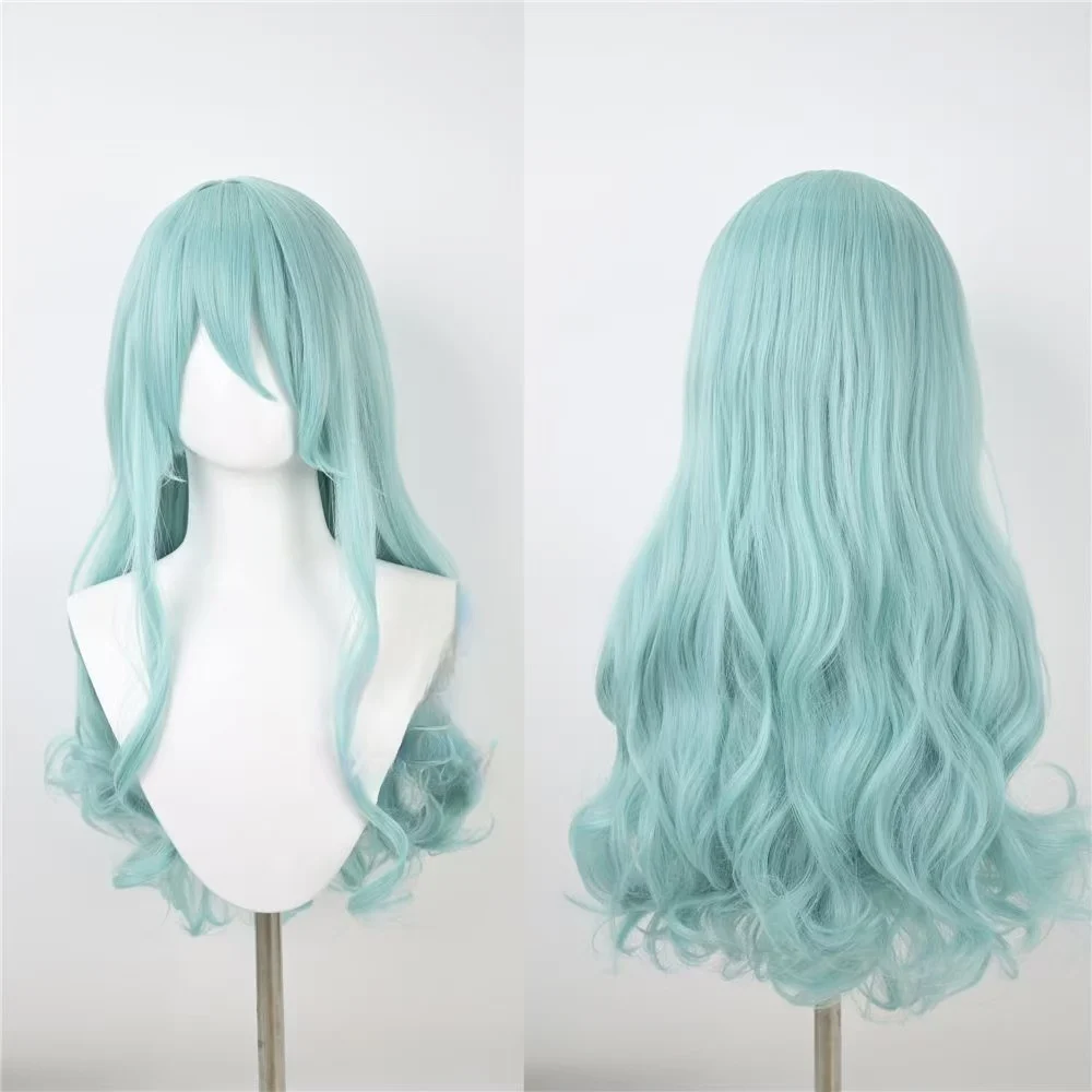 BanG Dream! Hikawa Sayo Cosplay Wig Mint Green Long Curly Hair, Matte Heat Resistant Synthetic Wig for Anime Costume Halloween