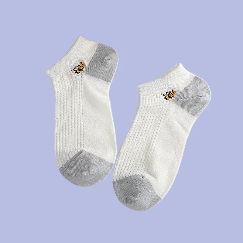 Chaussettes japonaises simples pour étudiants, petite équation, maille brodée, chaussettes respirantes, chaussettes bateau, chaussettes courtes fines d'été, 5/10 paires