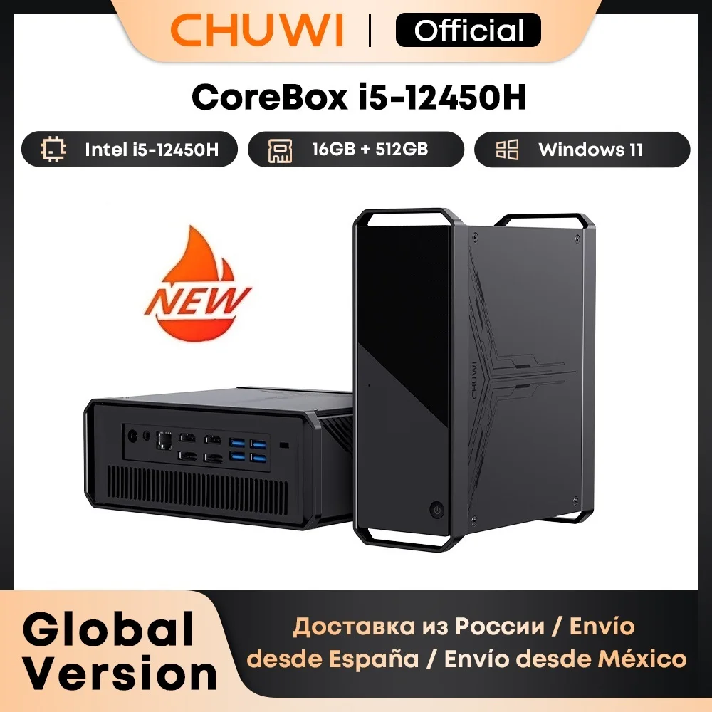 CHUWI CoreBox 5th 16GB LPDDR5 512GB SSD Core i5-12450H PC da gioco Intel UHD Grafica 8K Decodifica WIFI 6 Windows 11 Computer PC