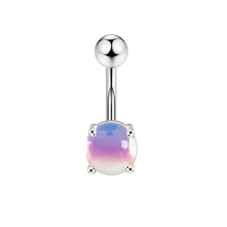 300pcs/lot Stainless Steel Cat's Eye Aurora Belly Button Ring Simple Sexy Candy Color Illusion Belly Button Nail Wholesale