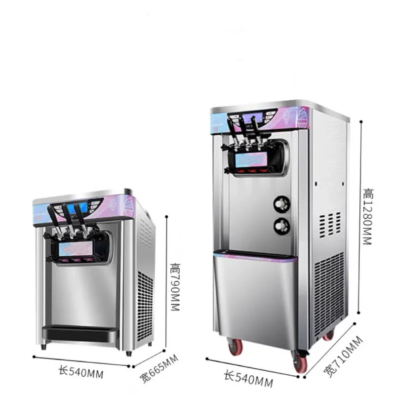 Ice Cream Maker Commercial Upgrade Puffed Automatic Cleaning Three-Headed 2+1 Mixed Flavor Freeze Sundae Cone Machine