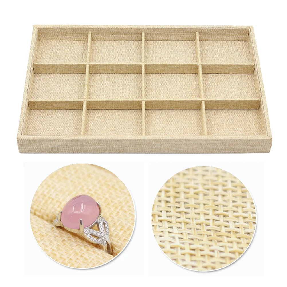 12 Grid Jewelry Display Tray Smooth Mdf Ring Showcase Rack Store Shop Rings Display Stand Jewelry Showcase Holder