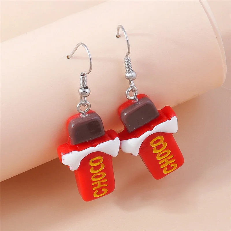 Aihua Resin Funny Food Earrings French Fries Cookies Ice Cream Bread Hot Dog Pizza Chocolate Strawberry Cake Earrings Gifts