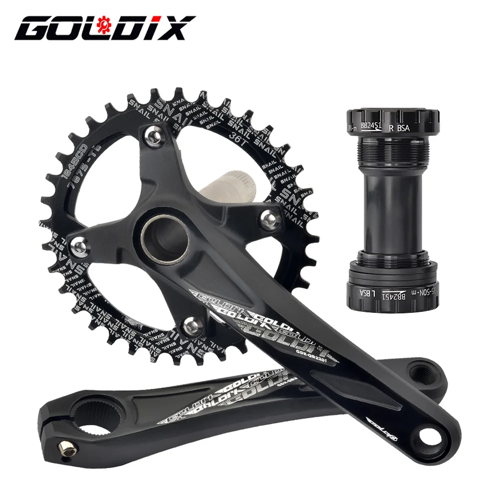 GOLDIX 104BCD Wide and narrow teeth bicycle crankset 170/175mm crank Round/Oval chain ring 32T/34T/36T/38T Bicycle crankset