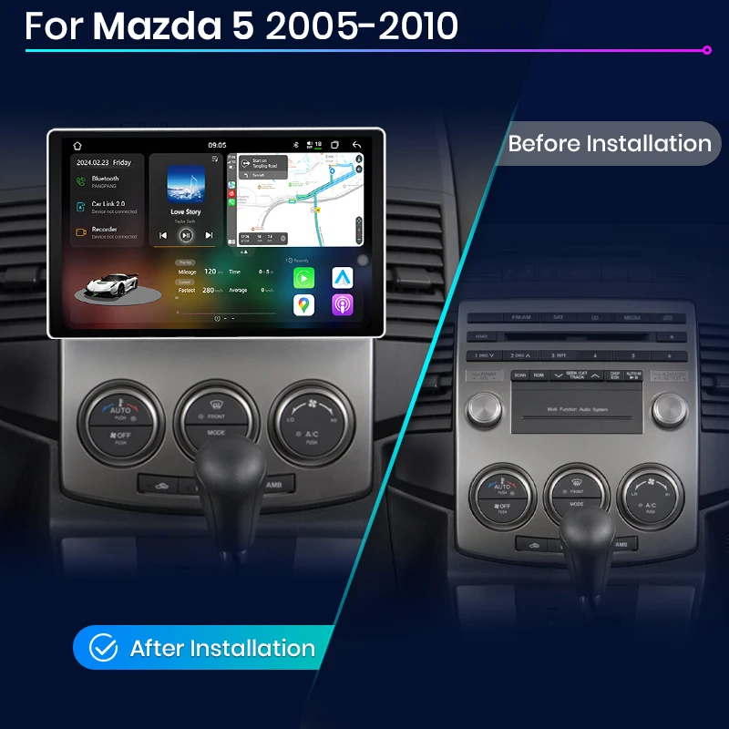 AWESAFE V3 Plus 2K Android 13 Wireless CarPlay Android Auto for Mazda 5 2005 2006 2007 2008 2009 2010 7870 Car Radio