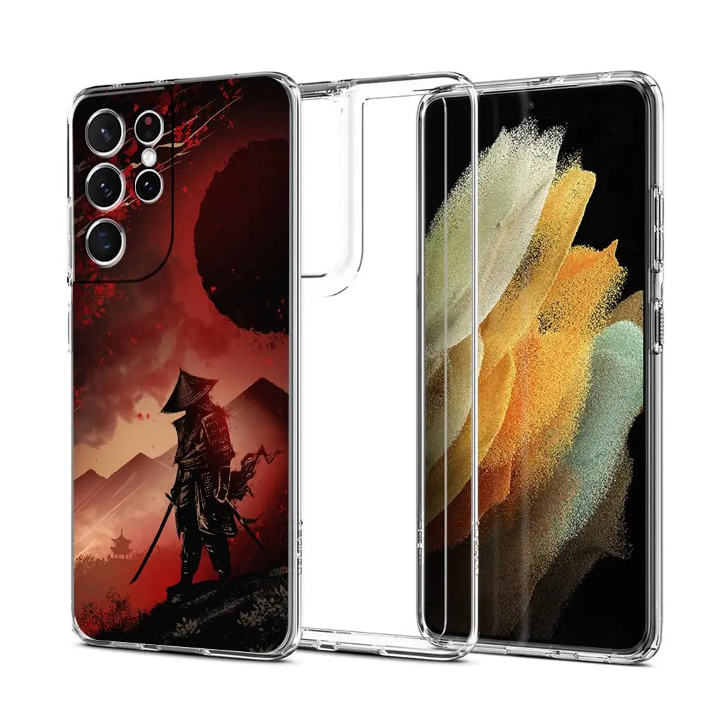 Japanese Bushido Samurai Clear Silicone Phone Case For Samsung Galaxy S23 S22 5G S20 Ultra S21 FE 5G S10E S9 S8 S10 Plus Cover