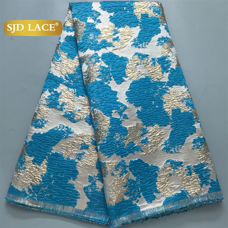 SJD LACE Nigerian Brocade Lace Fabric 2025 High Quality French Gilded Jacquard Lace Damask Dress For Women Wedding Party Sew4096