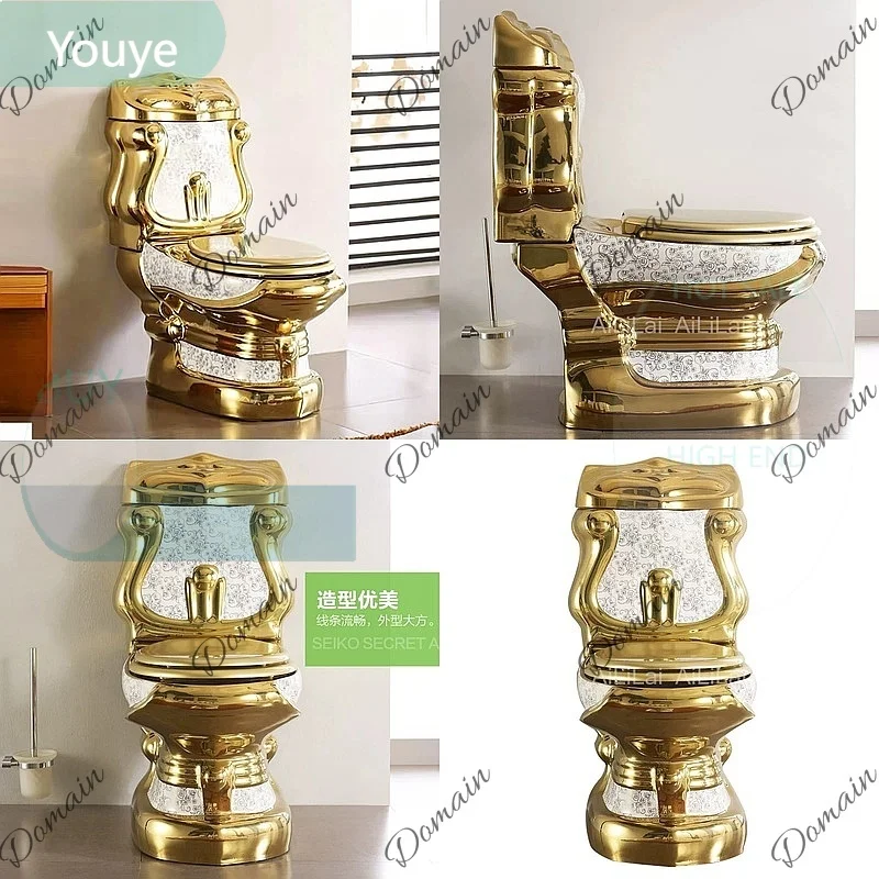 ZL European Palace Gold Toilet Vintage Hotel Colored Toilet Relief Split Toilet Creative Gold
