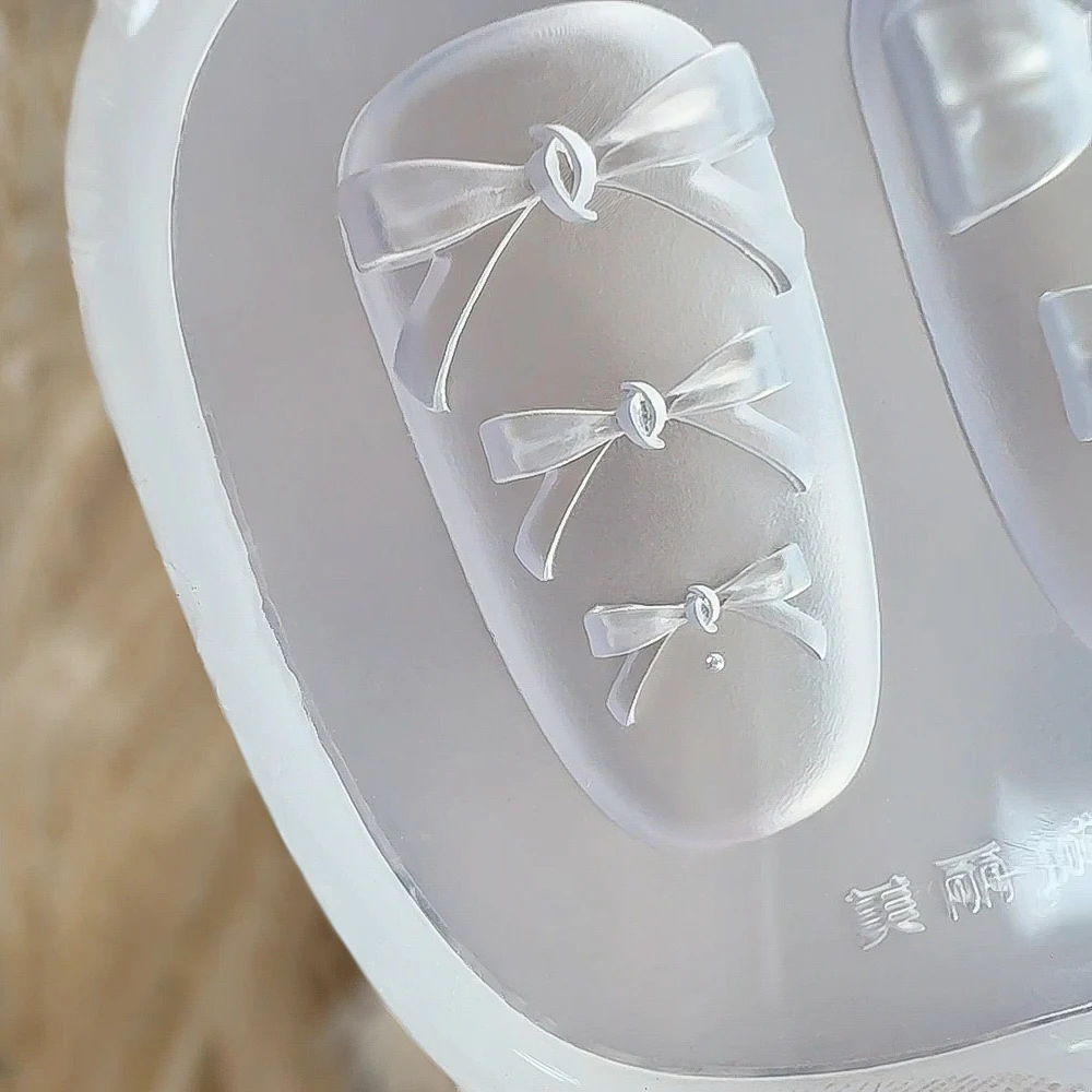 ثلاثية الأبعاد Bowknot السحر مسمار الفن قالب من السيليكون Kawaii الرجعية الشريط القوس مسمار الديكور مسمار نحت قالب شفاف مانيكير MoldTool #4